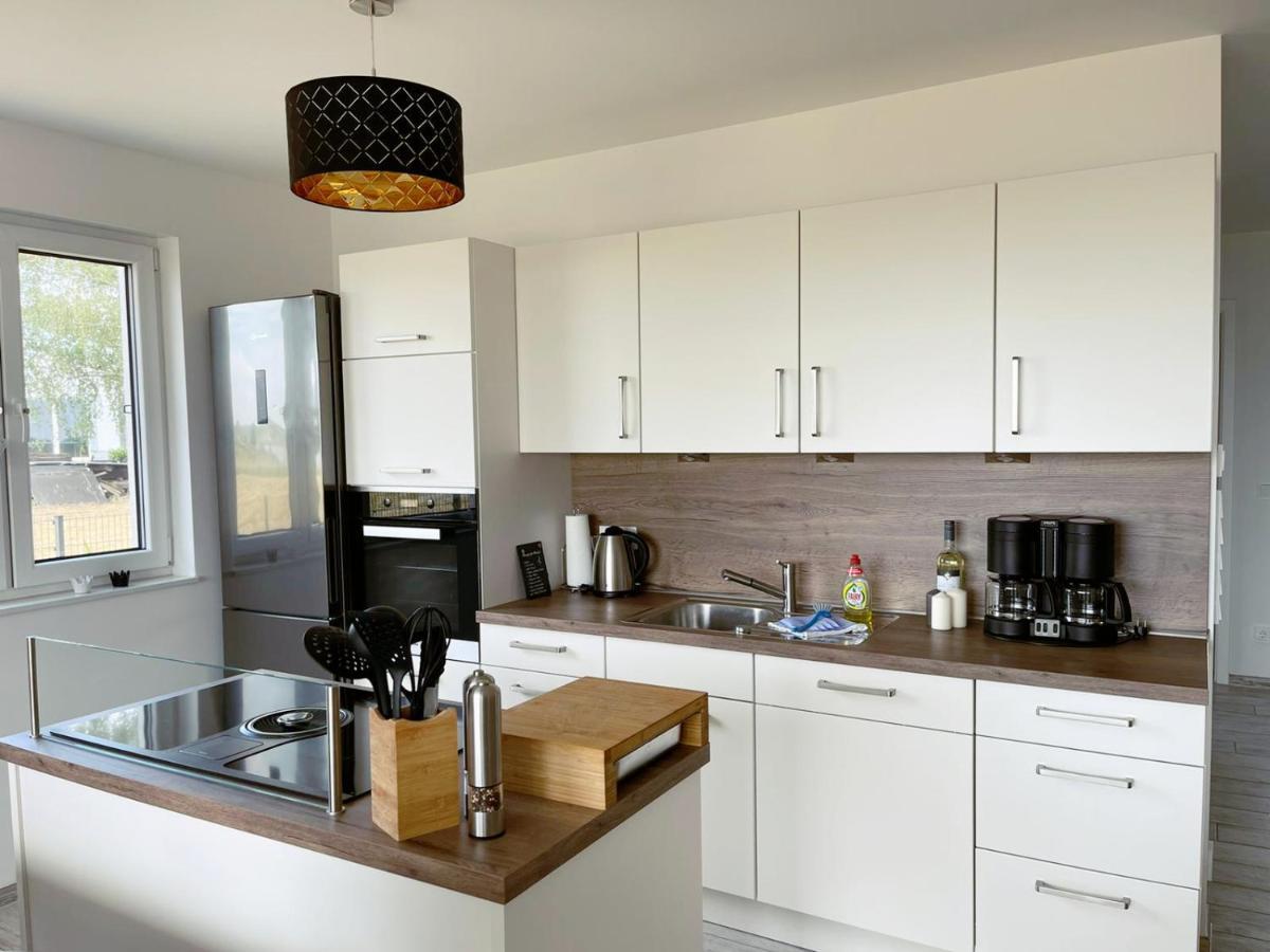 Exklusives Apartment Mit Blick Auf Den See Grossraeschen Esterno foto